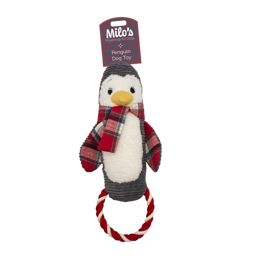 Milo’s Penguin With Rope Dog Toy Milos