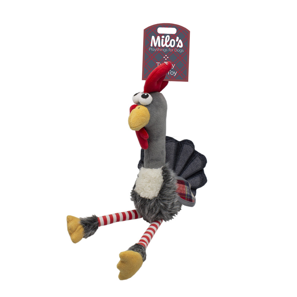 Milo’s Stripey Leg Turkey Dog Toy