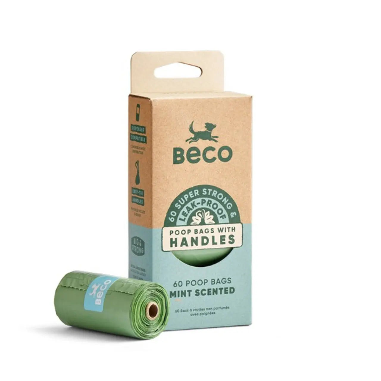 Beco Poop Bags Mint Scented with Handles 60 Pack Beco