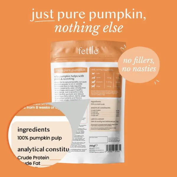Fettle Pure And Natural Pumpkin Powder 250g Probiotic Fettle