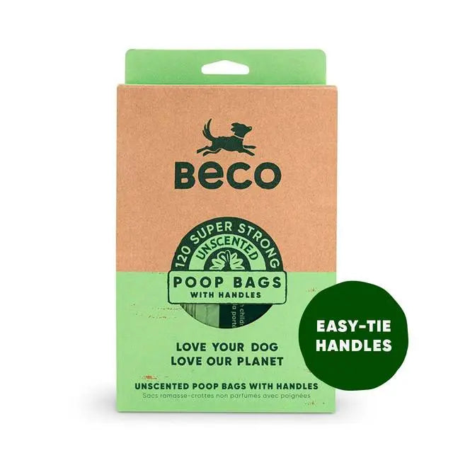 Beco Poop Bags with Handles Unscented 120 Big Strong and Leakproof Pedigree