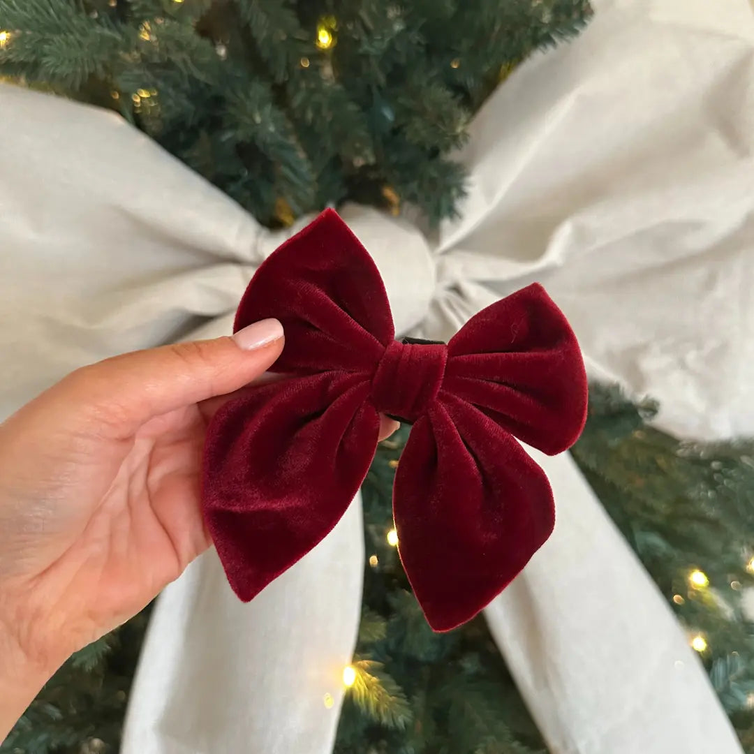 Cocopup London - Luxe Velvet Sailor Bow Tie - Berry Red Cocopup London