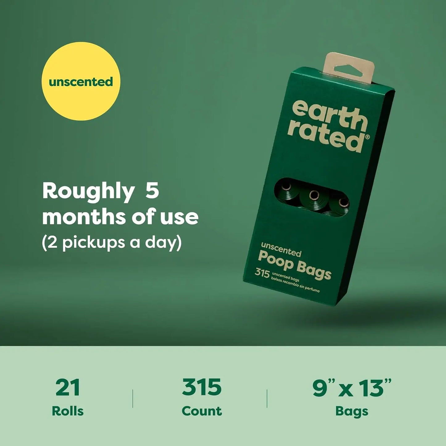 Earth Rated Poop Bags 315 Bags On 21 Refill Rolls Unscented Earth Rated