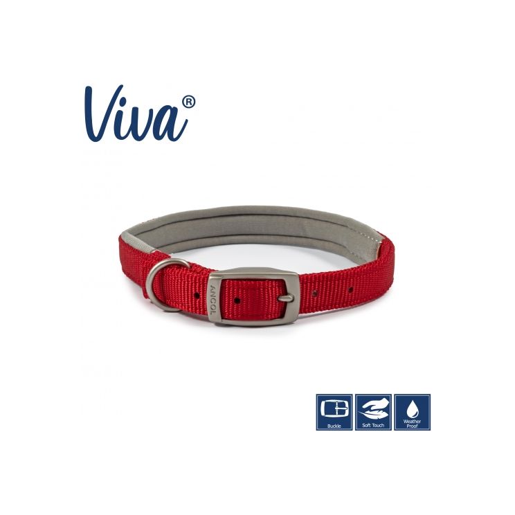Padded Viva Collar Red 39-48cm Size 5