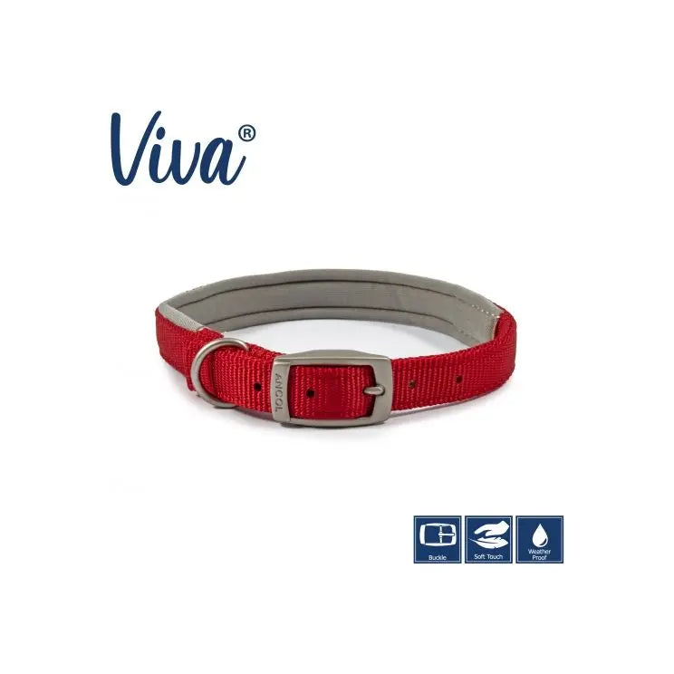 Padded Viva Collar Red 39-48cm Size 5 Ancol