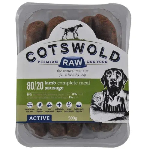 80/20 Adult Working Active Lamb 500g Sausage Cotswold Raw