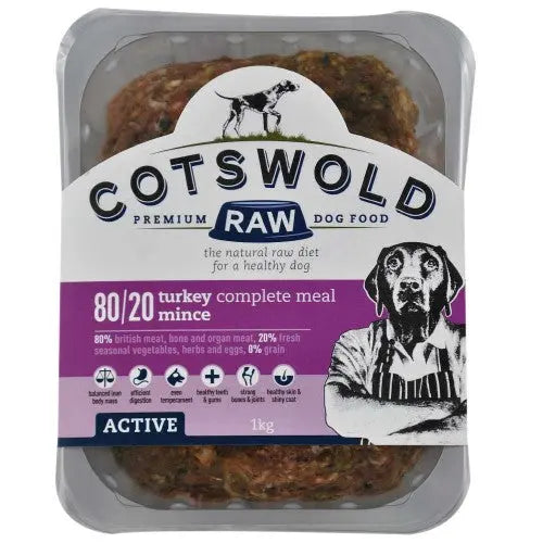 80/20 Adult Working Active Turkey 1kg Mince Cotswold Raw
