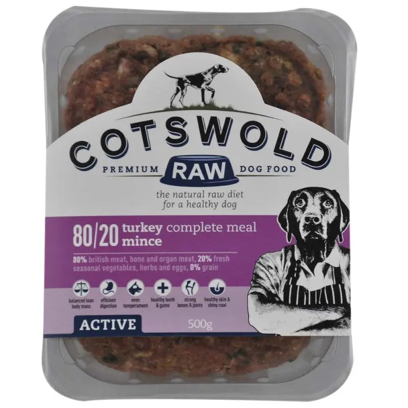 80/20 Adult Working Active Turkey 500g Mince Cotswold Raw