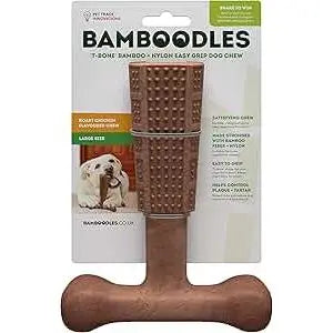 Bamboodle Dog T-Bone Chew Toy Lrg Chicken Beige 7inch Bamboodles