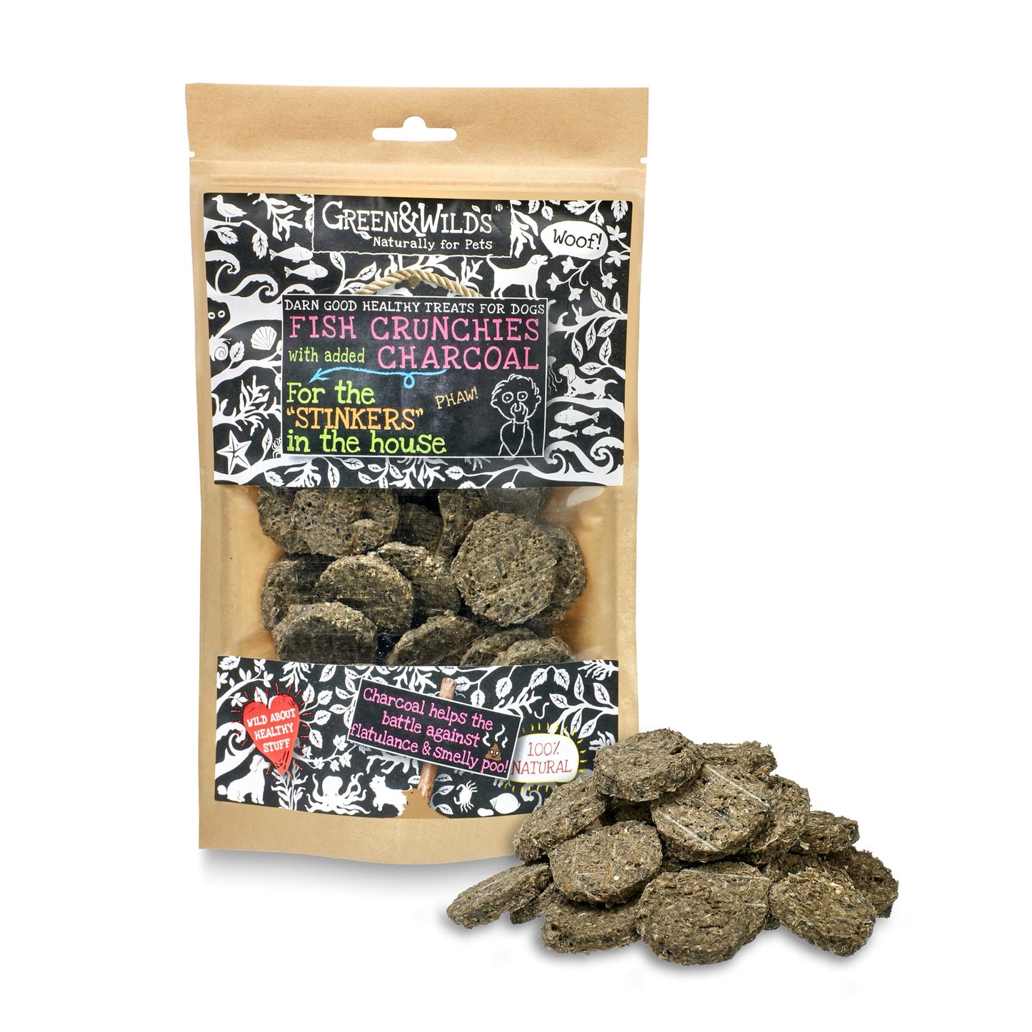 Fish Crunchies with added Charcoal