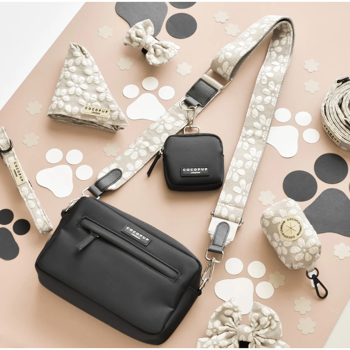 CocoPup London LUXE Bag Strap - Mocha Flower