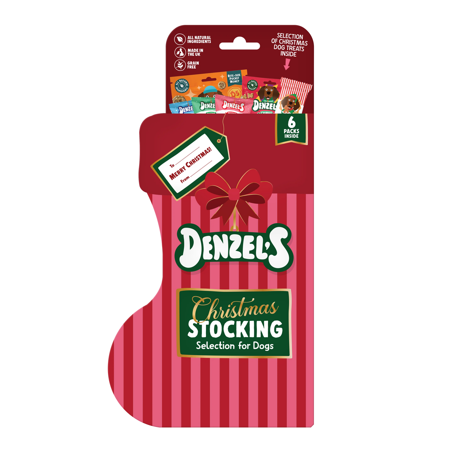 Denzel's Merry Woofmas Christmas Stocking - Dog Treat Selection Box Denzel's