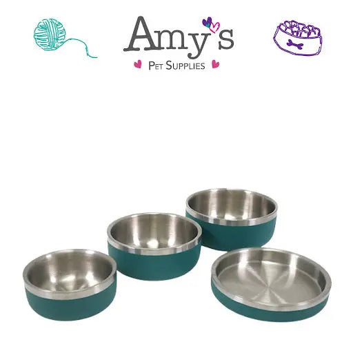 Rosewood Double Wall Stainless Steel Bowl 350ml Teal Pedigree