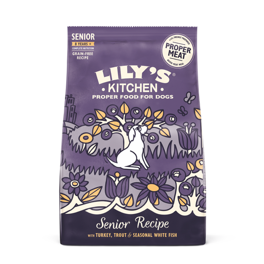 Lily’s Kitchen Senior Recipe - with Turkey, Trout and Seasonal White Fish Dog Food - 2.5kg