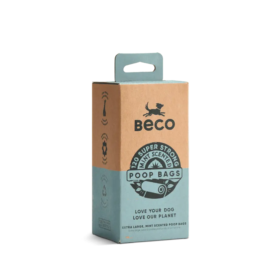 Beco Poop Bags Mint Scented 120 Pack Big Strong and Leakproof Pedigree