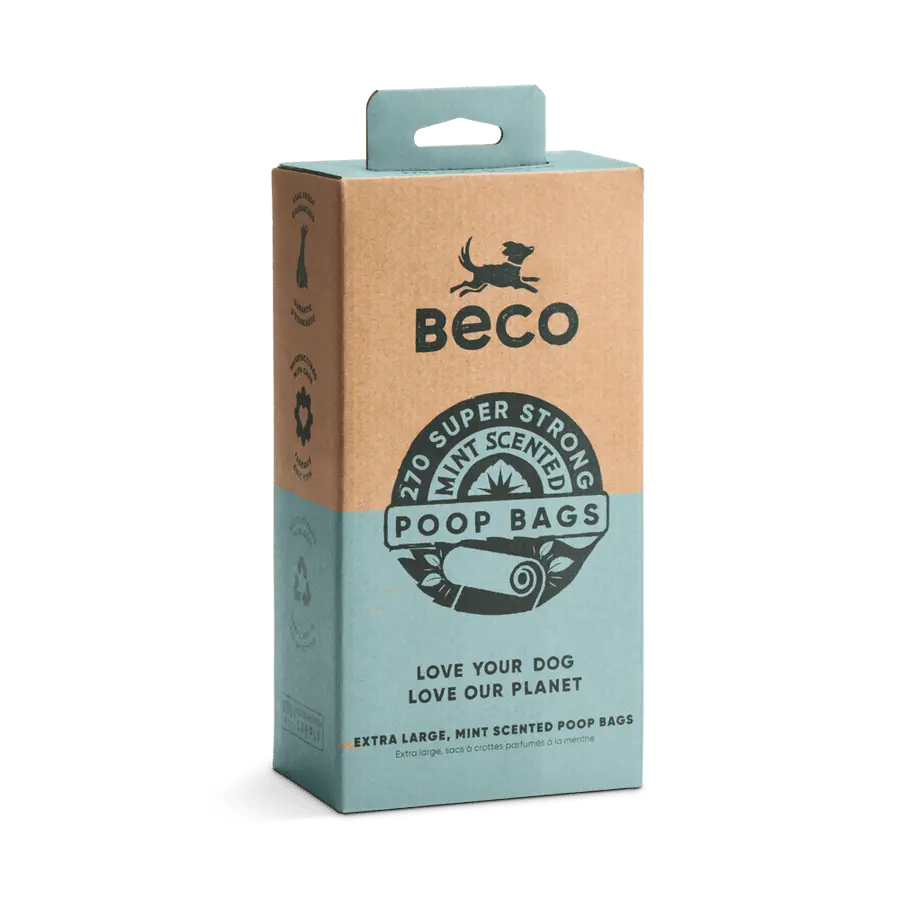 Beco Poop Bags Mint Scented 270 Pack Big Strong and Leakproof Pedigree