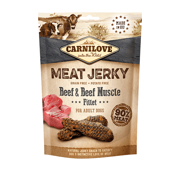 Carnilove Meat Jerky Beef & Beef Muscle Fillet Natural Dog Treat - 100g