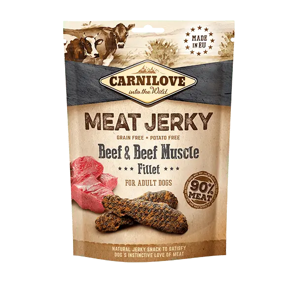 Carnilove Meat Jerky Beef & Beef Muscle Fillet Natural Dog Treat - 100g Carnilove