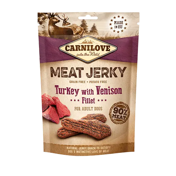 Carnilove Meat Jerky - Turkey & Venison fillet Carnilove Jerky Turkey with Venison Fillet Bern Pet Foods