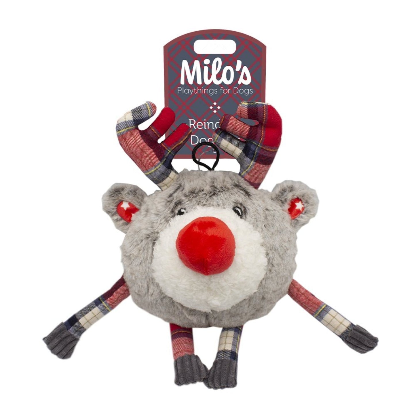 Milo’s Grey Reindeer Dog Toy