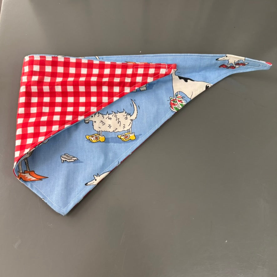 Gingham Days - locally handmade reversible Dog Bandana - Size Large