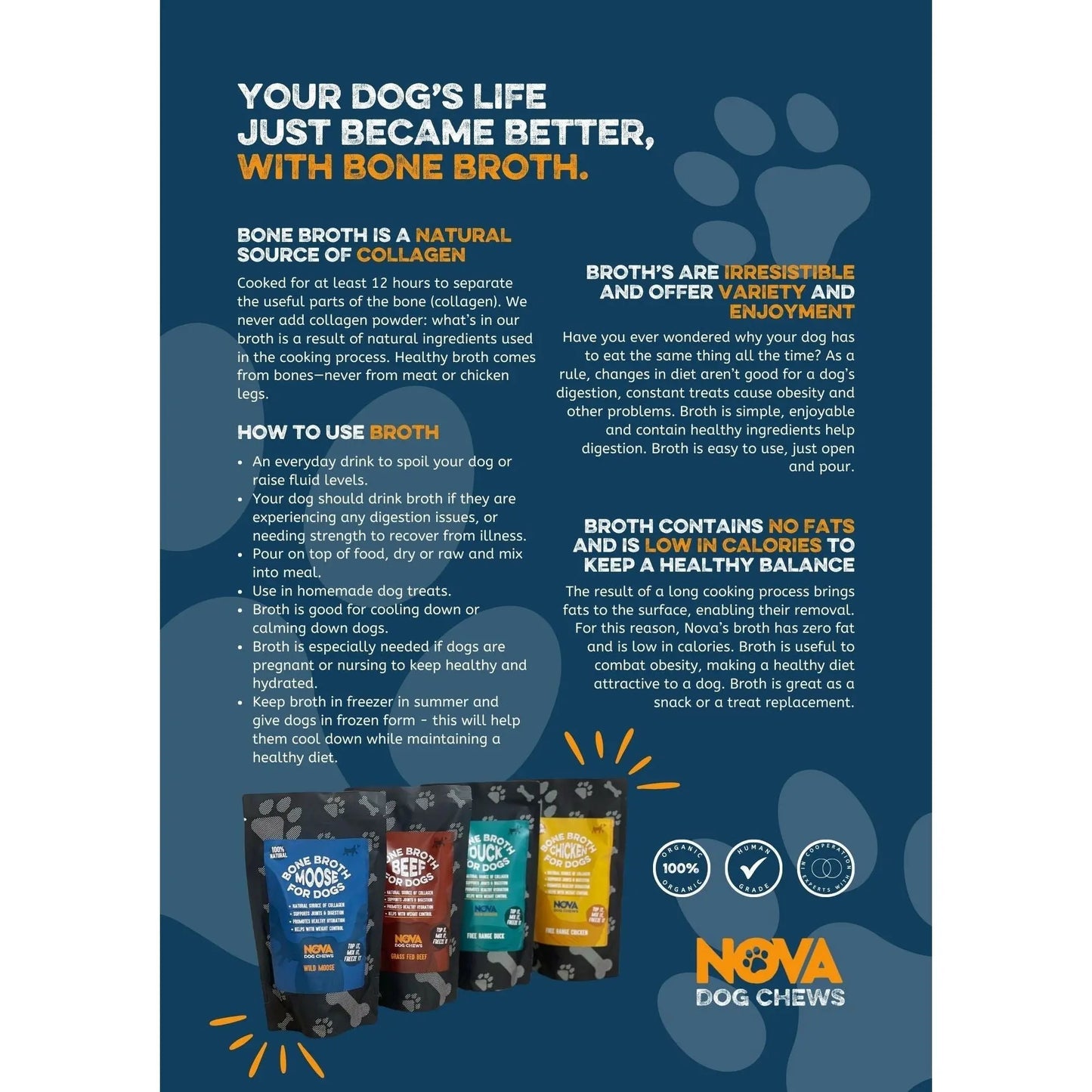 Nova Bone Broth for Cats & Dogs 230ml – Nutrient-Rich Natural Broth for Pets Nova
