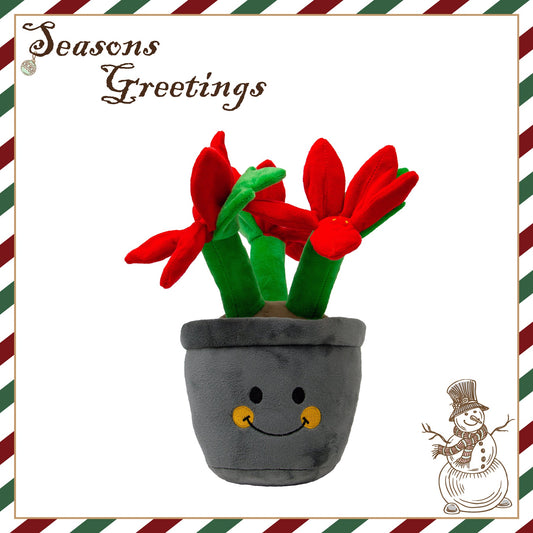 Henrietta Poinsettia Plush Christmas Dog Toy