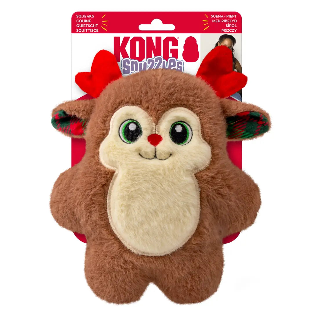 KONG Holiday Snuzzles Red Reindeer Dog Toy KONG
