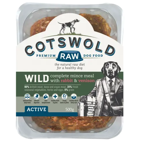 80/20 Adult Working Active Wild - Rabbit and Venison 500g Mince Cotswold Raw