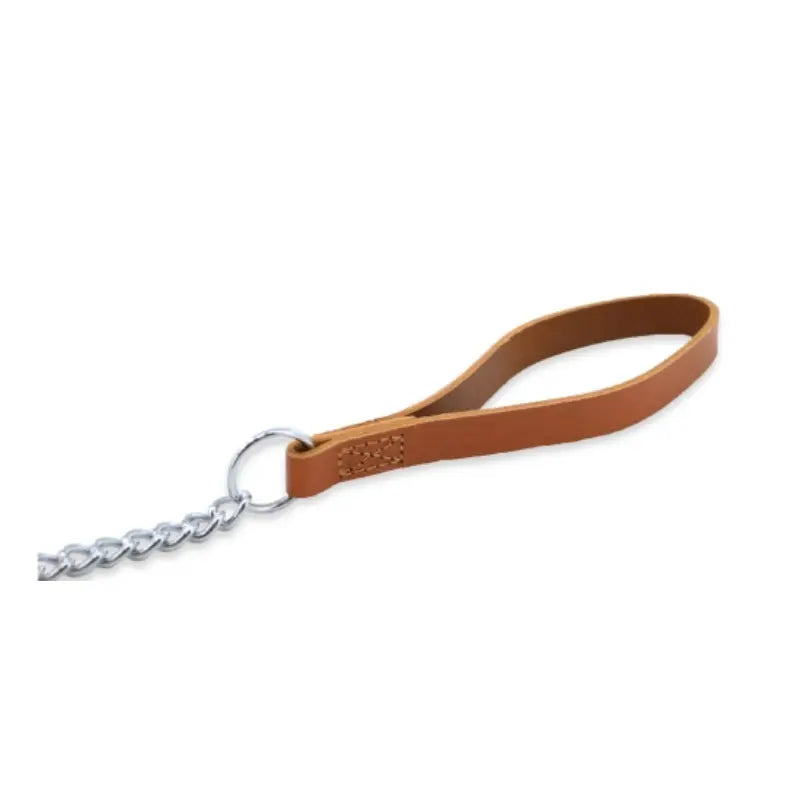 Leather Heavy Chain Lead Tan 80cm Ancol