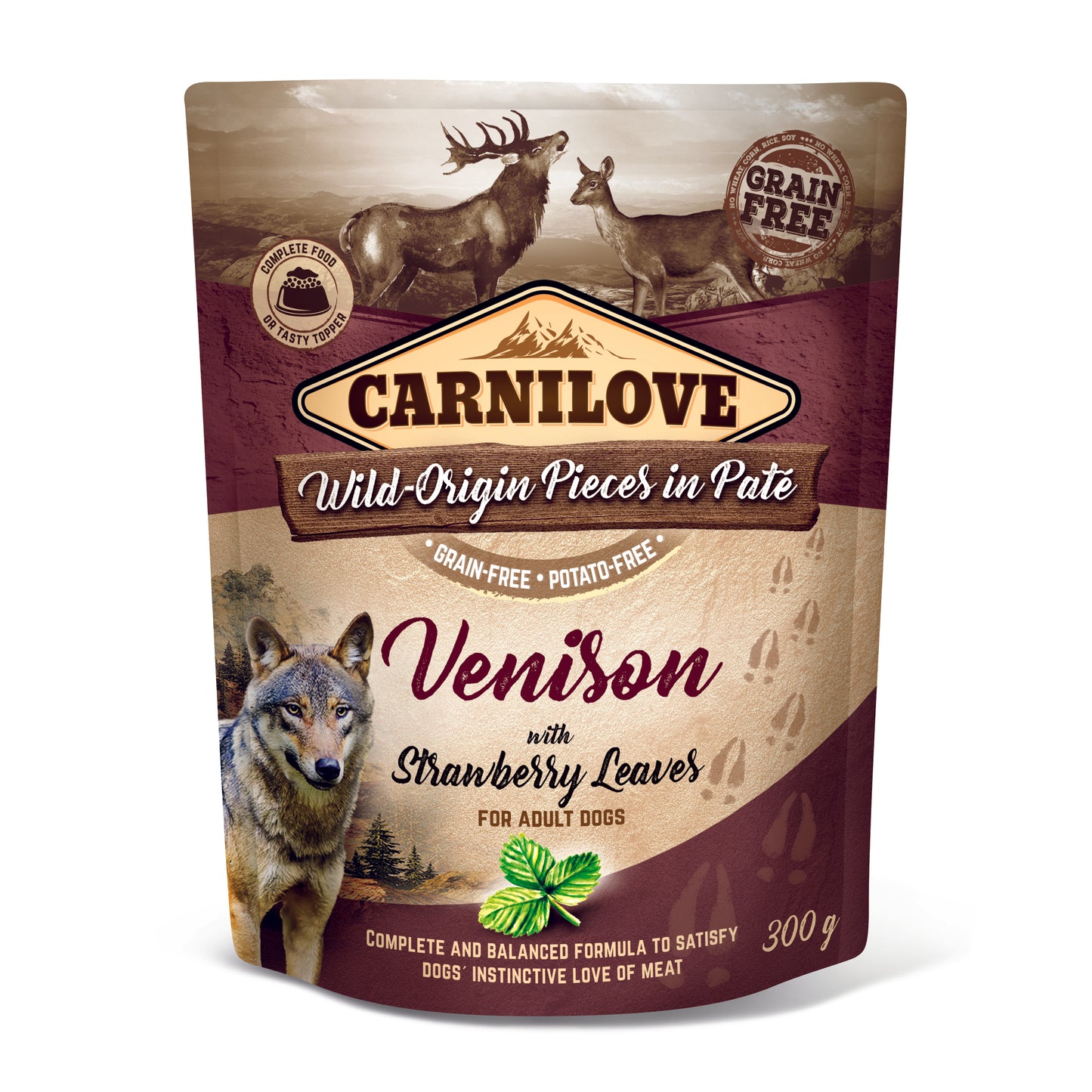 Carnilove Dog Food Pouch - Venison with Strawberry Leaves