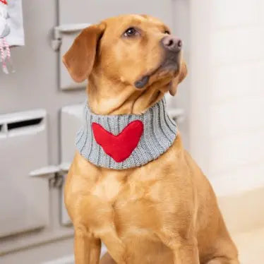 House Of Paws Cosy Grey Heart Snood Dog Accessory - One Size Origin Pets Longton