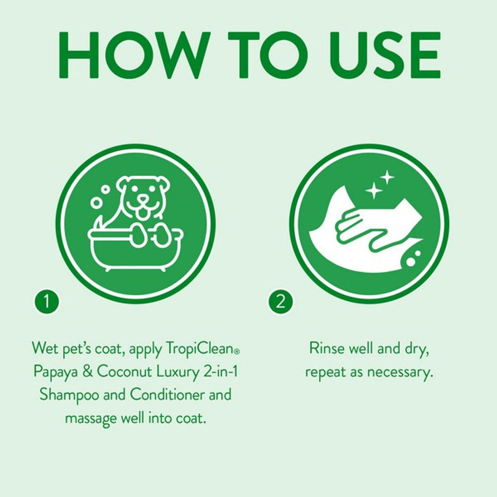 Tropiclean Papaya & Coconut 2-in-1 Pet Shampoo & Conditioner