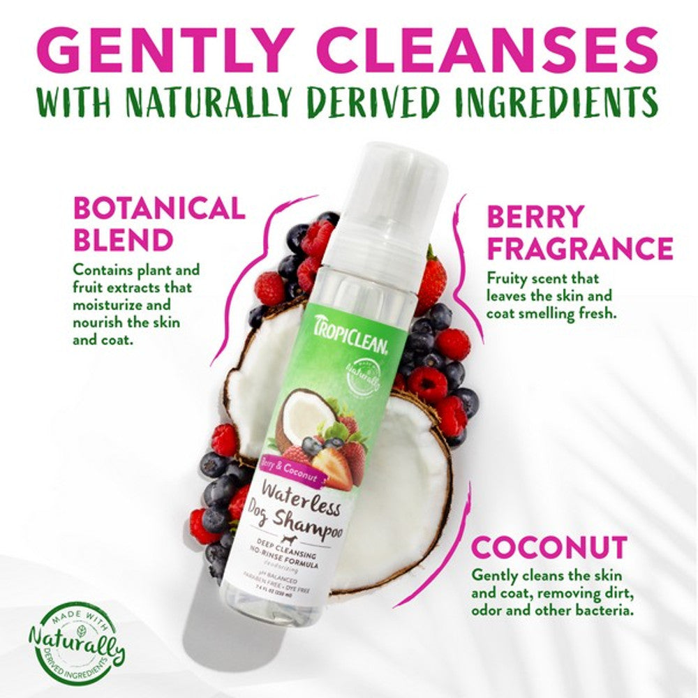 Tropiclean Waterless Berry & Coconut Shampoo