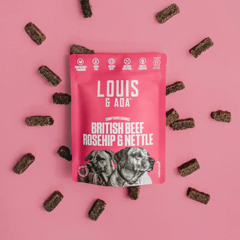 Louis & Ada British Beef, Rosehip & Nettle Dog Treats - 90g Naturaw
