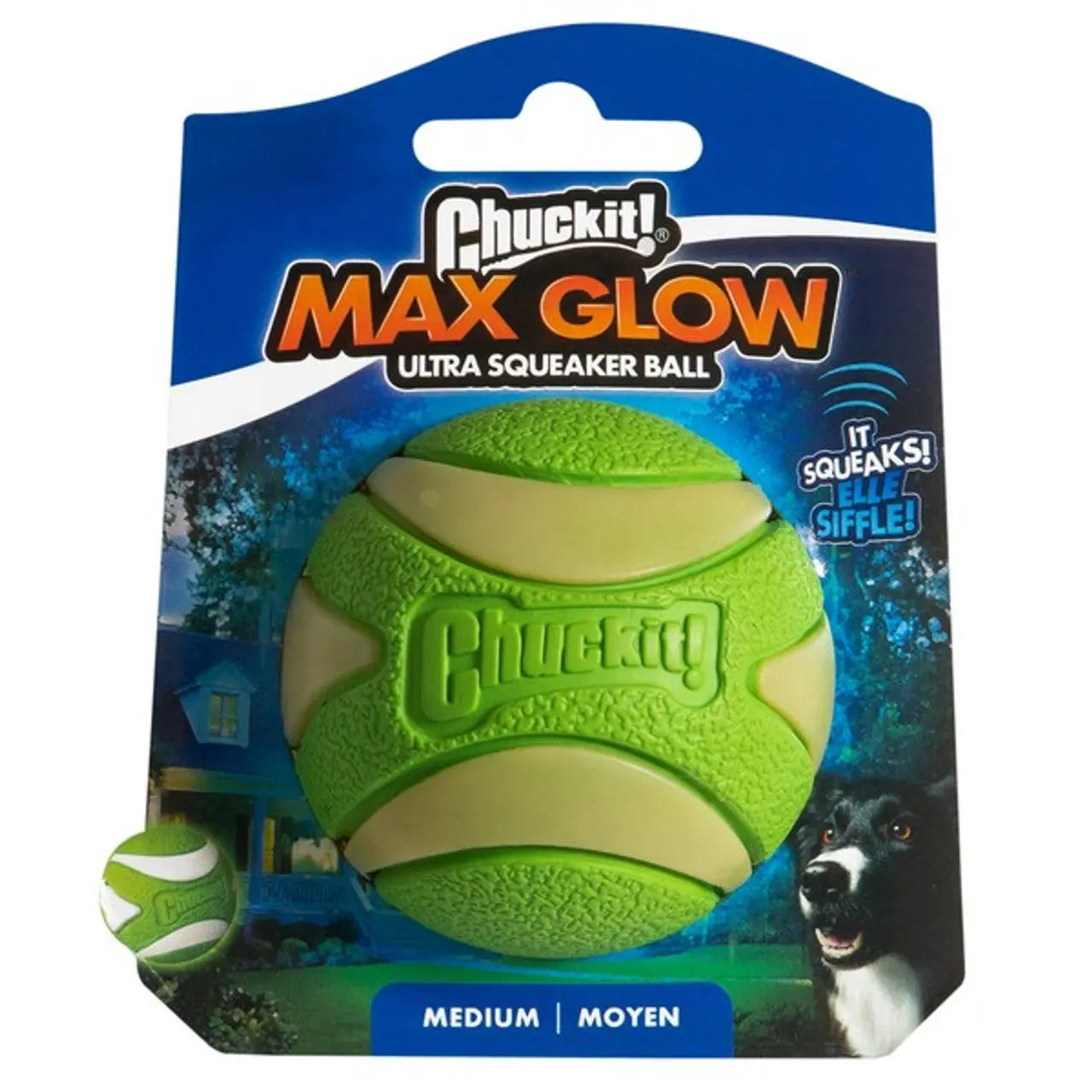 Chuckit! Max Glow Ultra Squeaker 1pk Medium 6.3cm Chuckit!