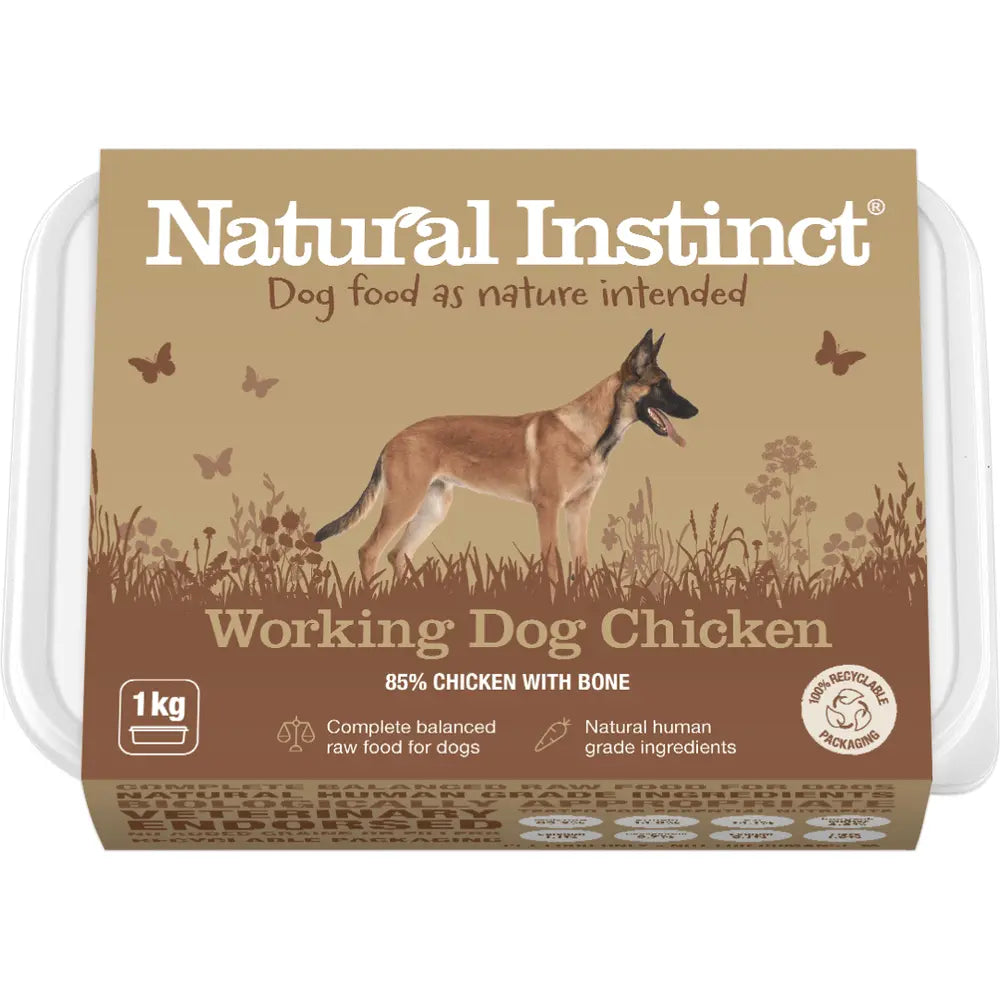Natural Instinct Working Dog Chicken Raw Dog Food 1kg Natural Instinct
