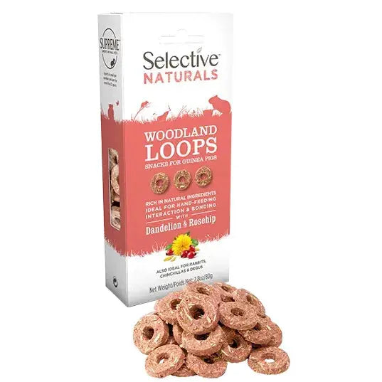 Selective Naturals Woodland Loops Guinea Pig, Rabbit And Chinchilla Treat Dandelion & Rosehip 80g Selective Naturals
