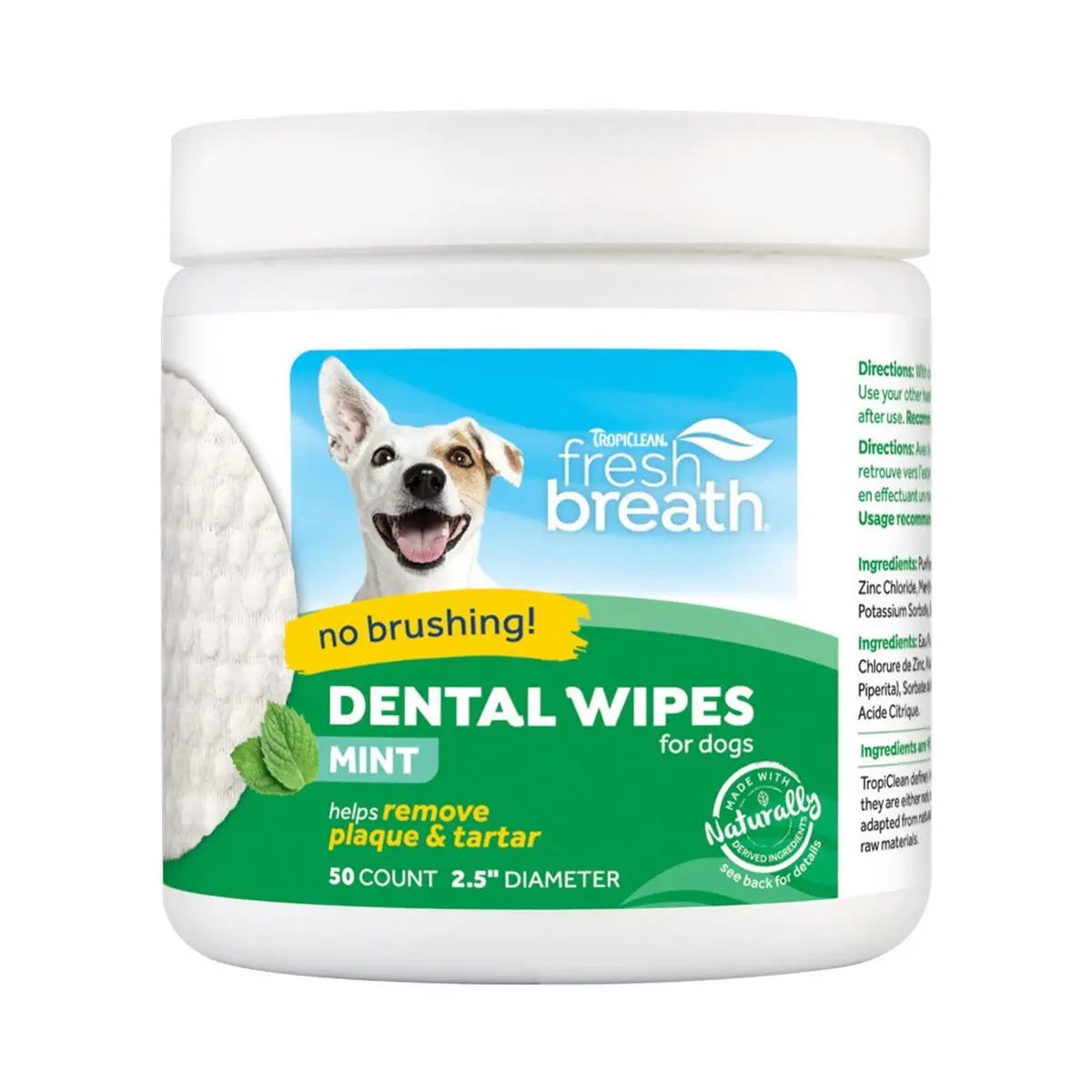 TropiClean Fresh Breath Dental Wipes 50pk Pedigree