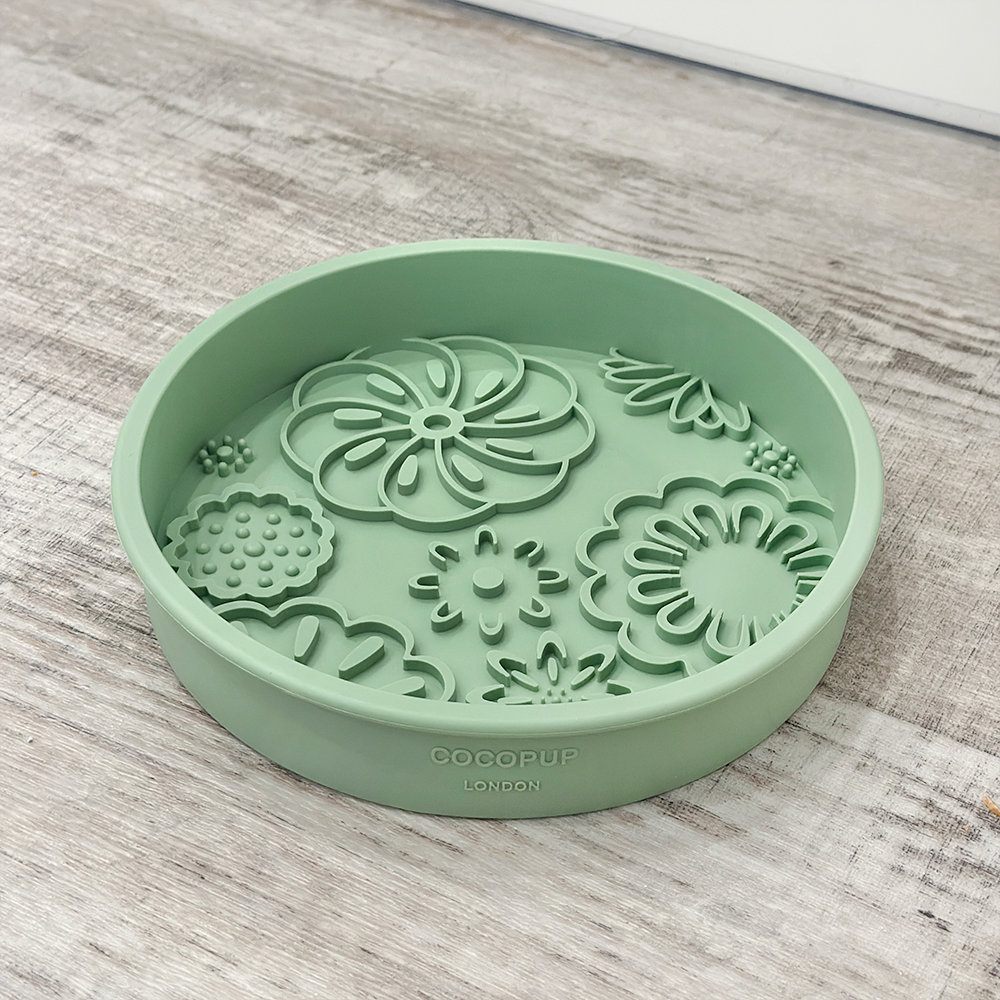 Cocopup London - Silicone Slow Feed Dog Bowl - Sage Flowers