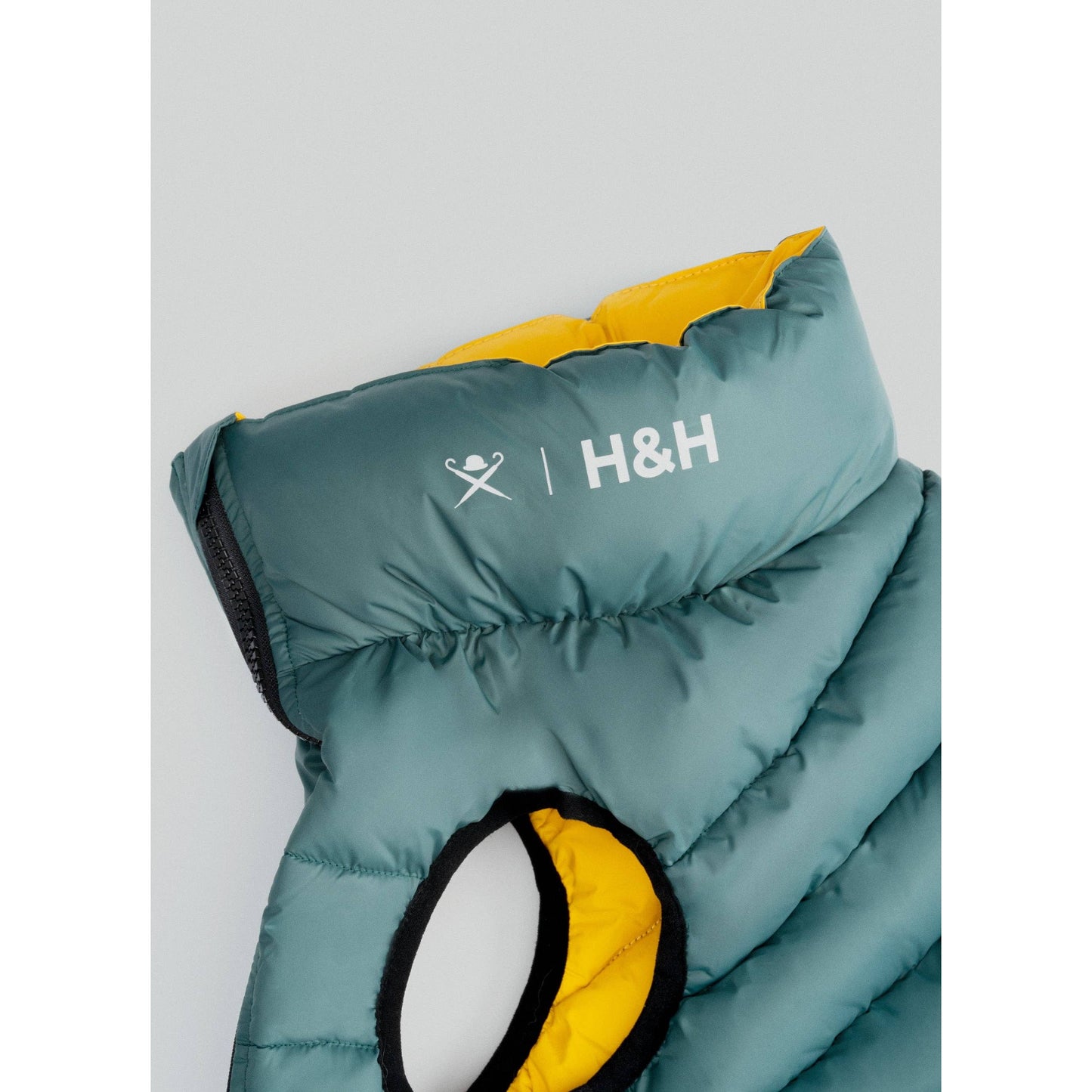 Hackett x Hugo Hudson Dog Puffer Jacket, Forest Green & Gold