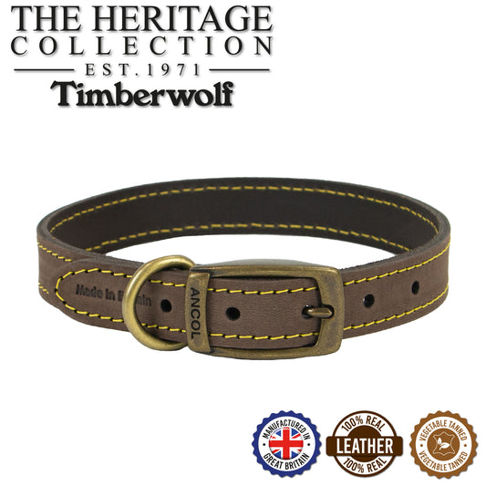 Ancol 113300 Timberwolf Leather Collar Sable 45-54cm Size 6