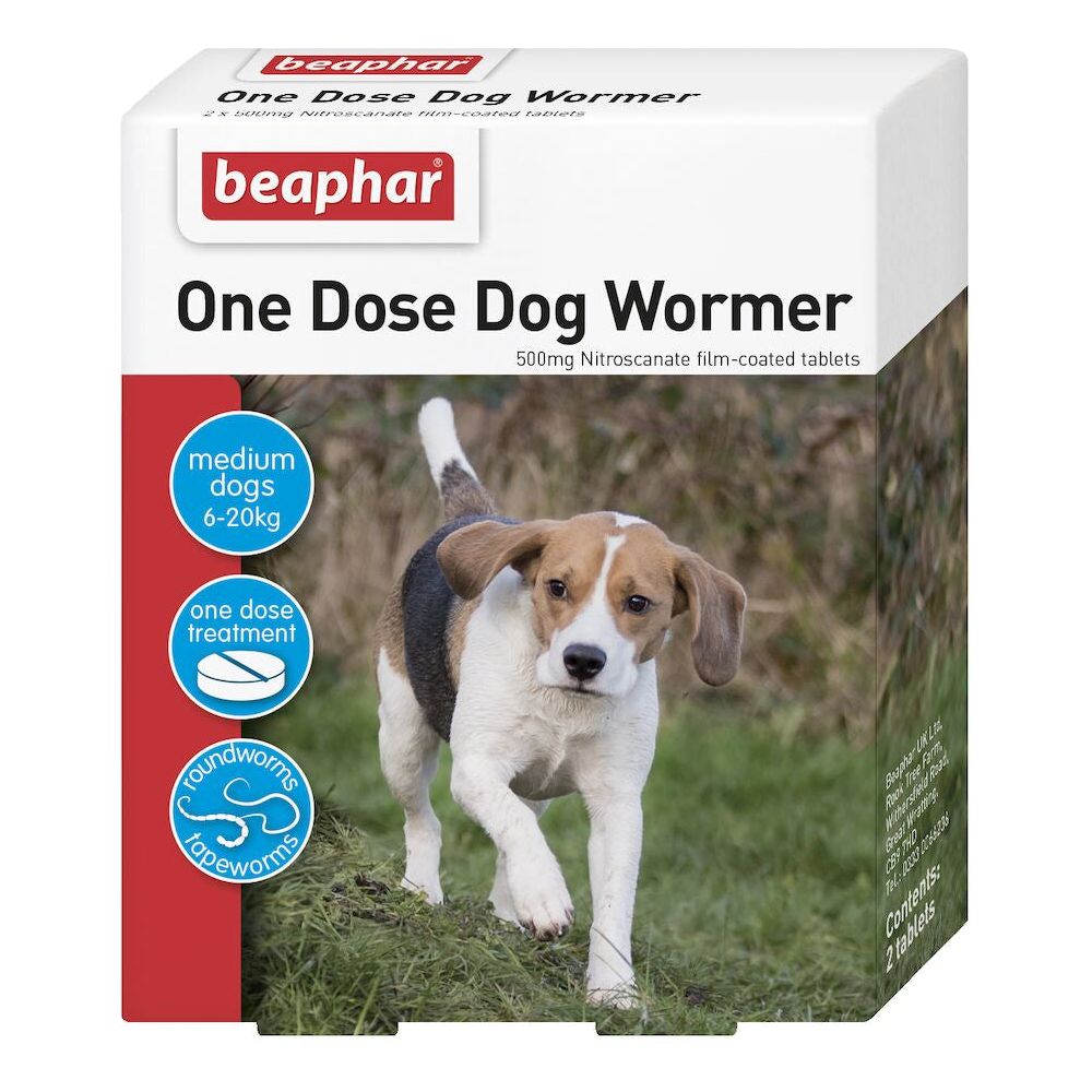 Beaphar Wormer One Dose Dogs Medium Dog 2 Tabs