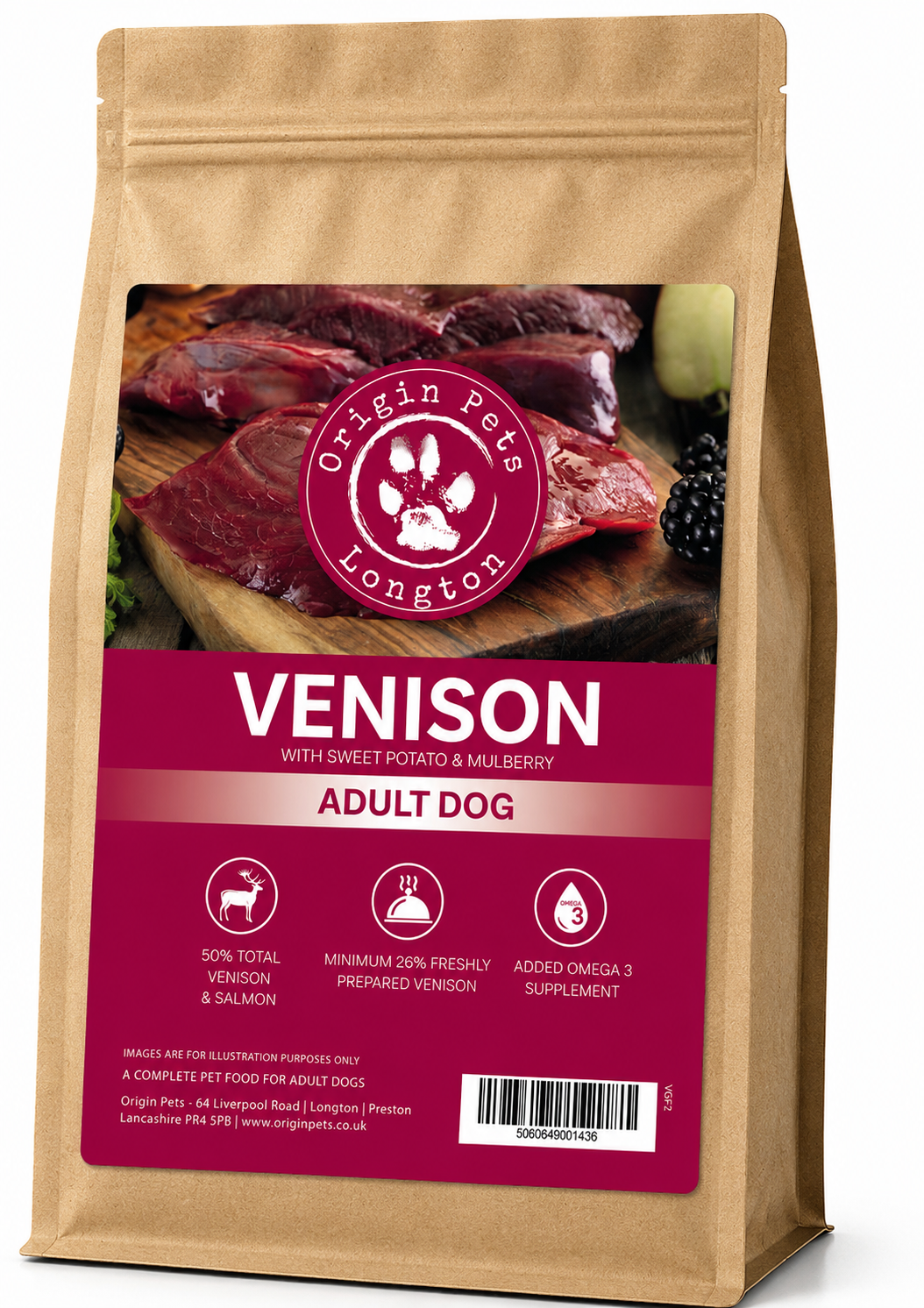 Origin Pets Grain Free Venison with Sweet Potato & Mulberry - Adult Dog