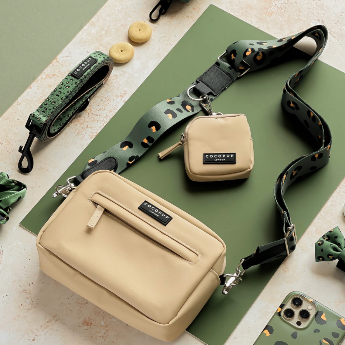 Cocopup London - Bag Strap - Khaki Leopard