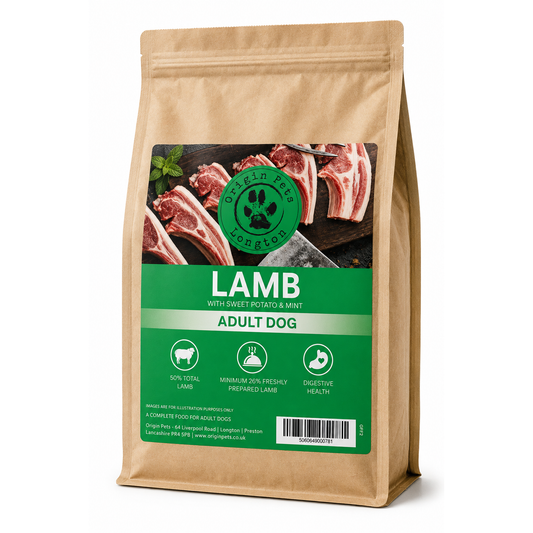 Origin Pets Grain Free Lamb with Sweet Potato & Mint dog food pack