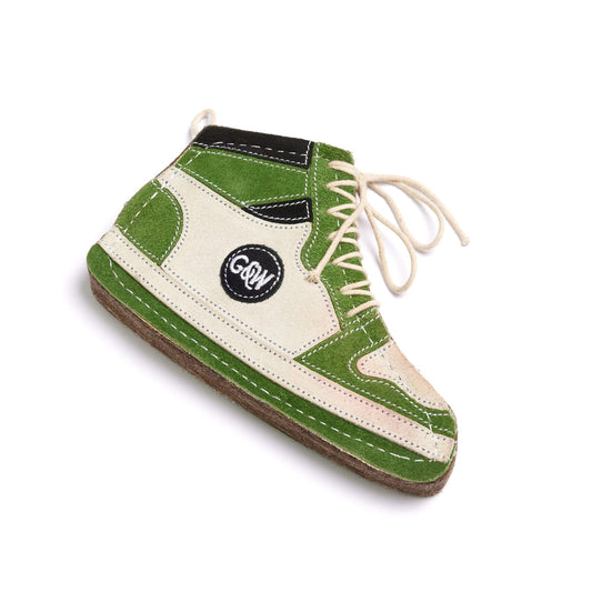 Green And Wilds Eco Dog Toys Dunkin’ Hi-Top Shoe Green
