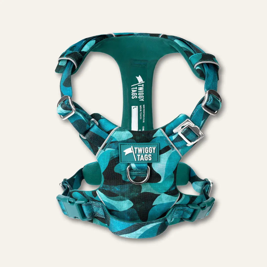 Twiggy Tags Adventure Harness Lagoon for Dogs with Adjustable Sizes and Comfortable Fit Twiggy Tags