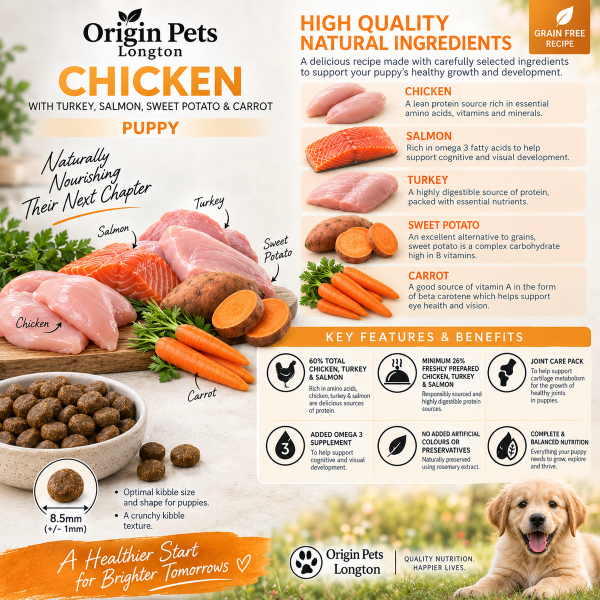 Origin Pets Chicken with Turkey, Salmon, Sweet Potato & Carrot - Puppy