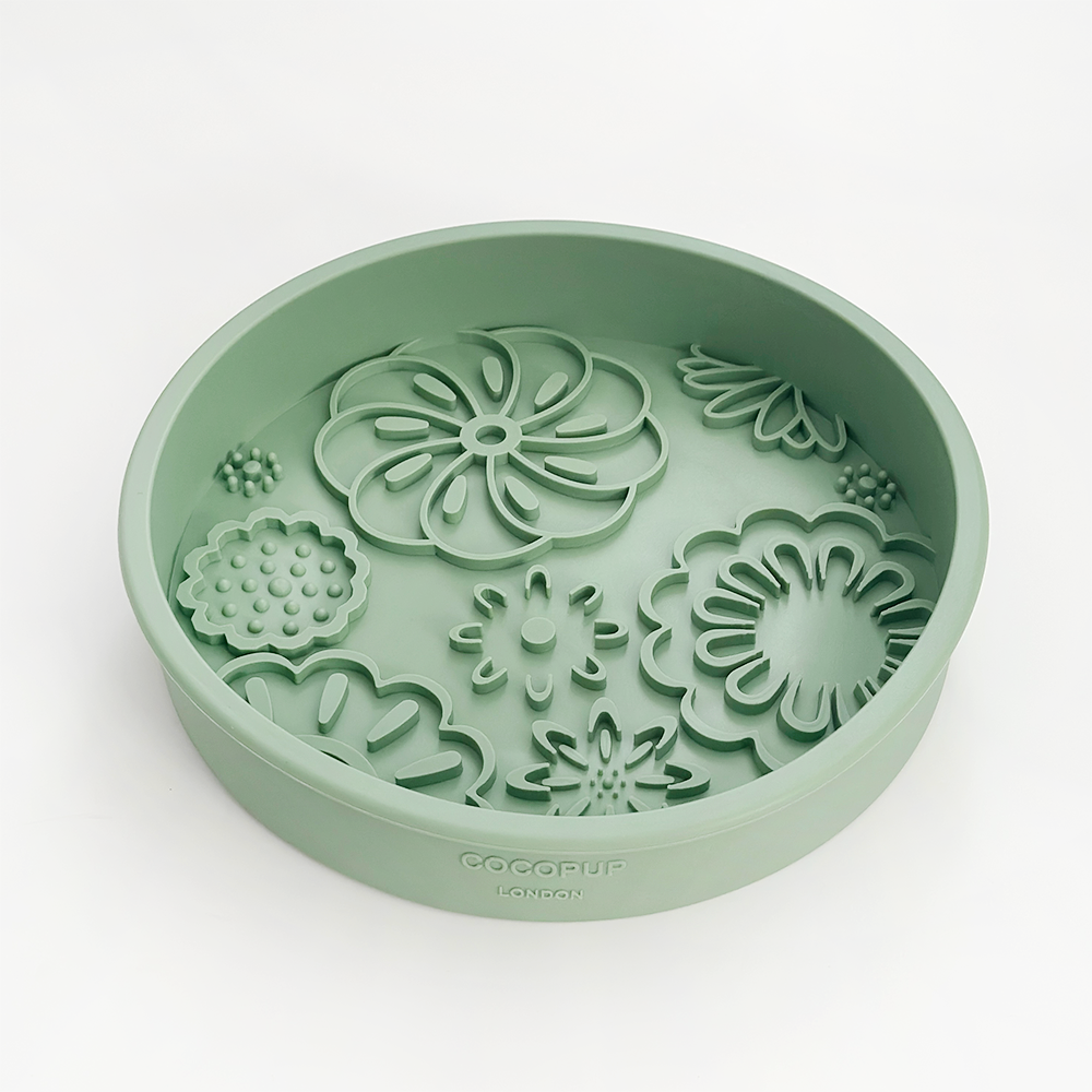 Cocopup London - Silicone Slow Feed Dog Bowl - Sage Flowers